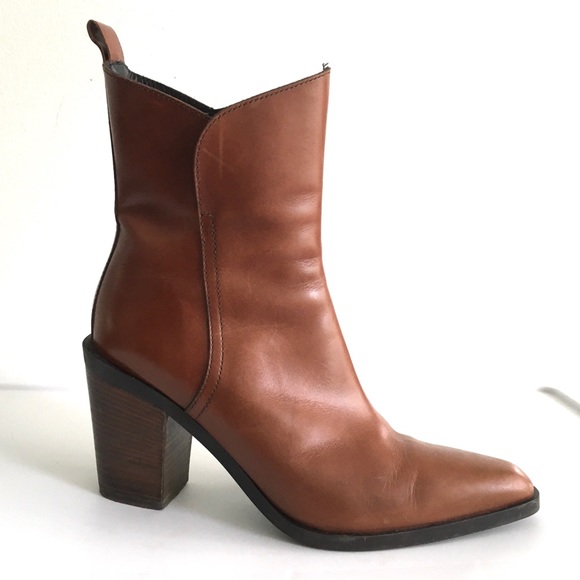 (SOLD) PONS QUINTANA Leather Ankle Boots Cognac 9 - Picture 2 of 11